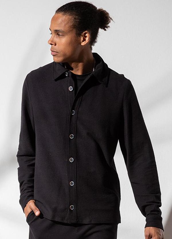Habana - Camisa em Tricô Masculina Adulto Preto