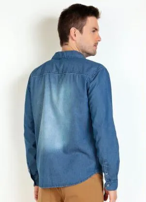 Actual - Camisa Jeans Manga Longa com Spray - ACTUAL