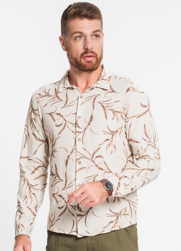 Diametro - Camisa Manga Longa em Cotton Leve Bege