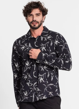 Diametro - Camisa Manga Longa em Cotton Leve Preto - DIAMETRO