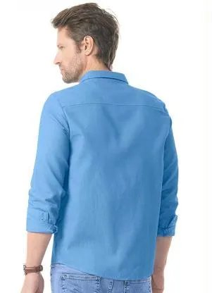Diametro - Camisa Manga Longa Fio Tinto Azul - DIAMETRO