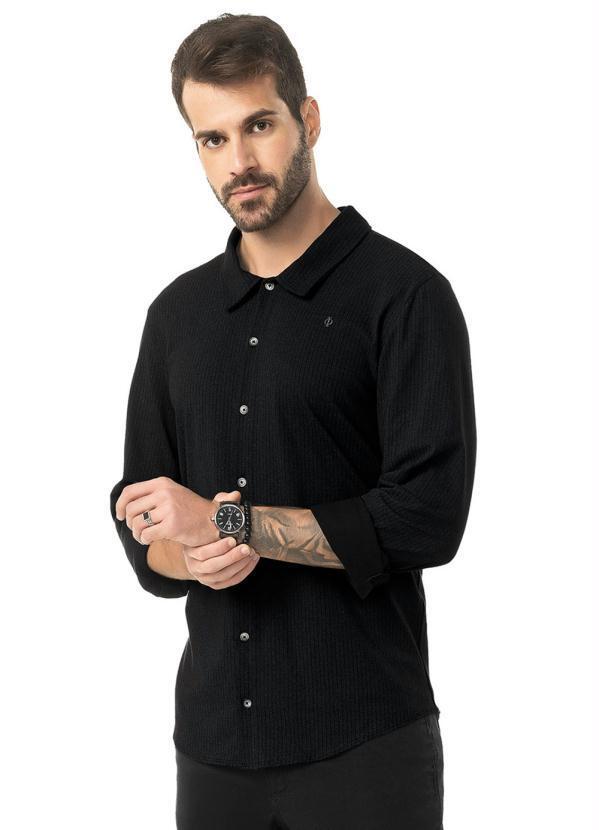 Diametro - Camisa Manga Longa Meia Malha Preto