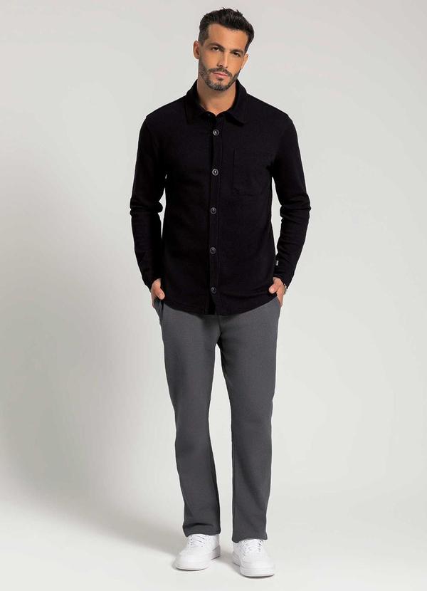 Exco - Camisa Masculina com Fechamento em Botões Preto 2