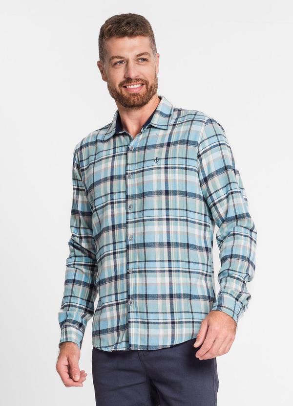 Diametro - Camisa Masculina Manga Longa Azul