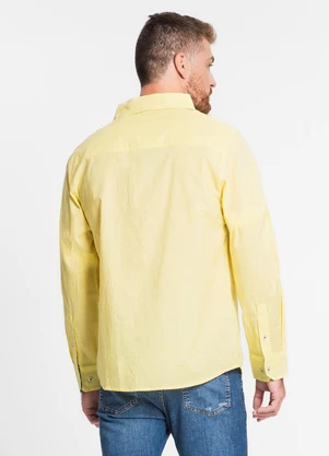 Diametro - Camisa Masculina Manga Longa em Tricoline Amarelo - DIAMETRO