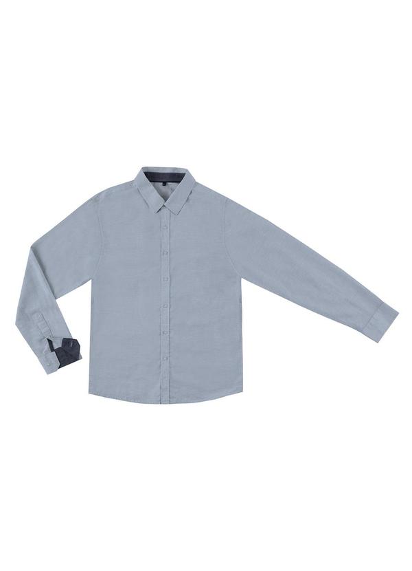 Diametro - Camisa Masculina Manga Longa em Tricoline Azul