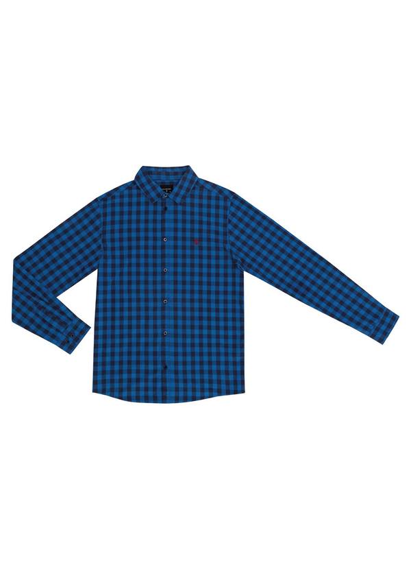 Diametro - Camisa Masculina Manga Longa Xadrez Azul