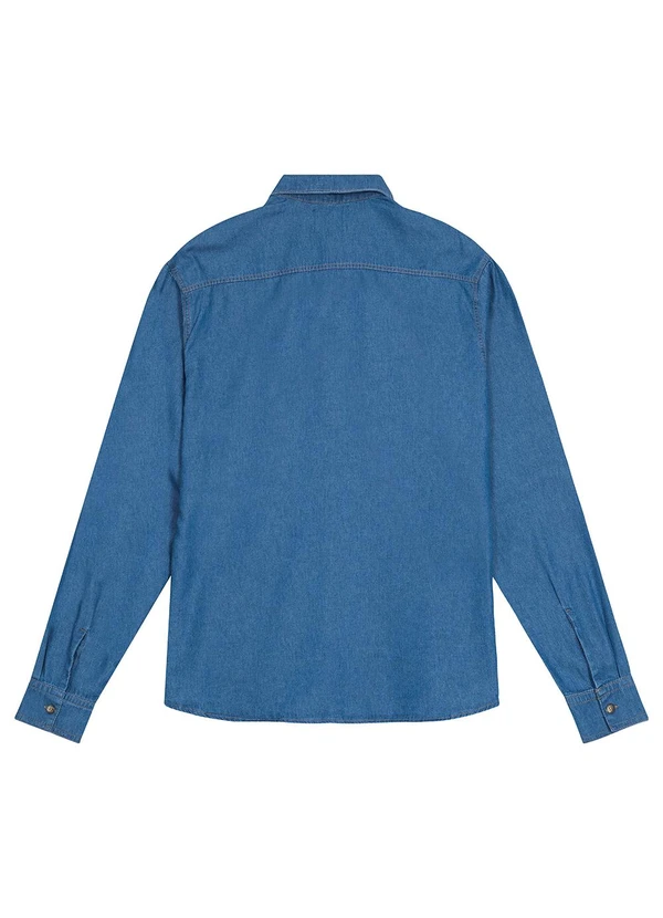 Malwee - Camisa Masculina Tradicional em Jeans Soft Azul 6