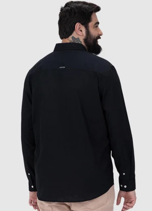 Malwee - Camisa Masculina Tradicional em Tricoline Preto - MALWEE