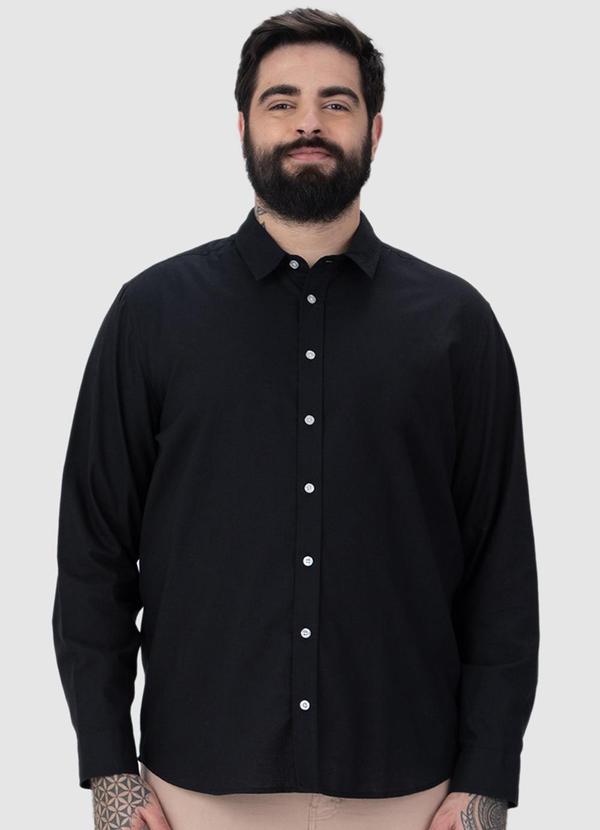Malwee - Camisa Masculina Tradicional em Tricoline Preto