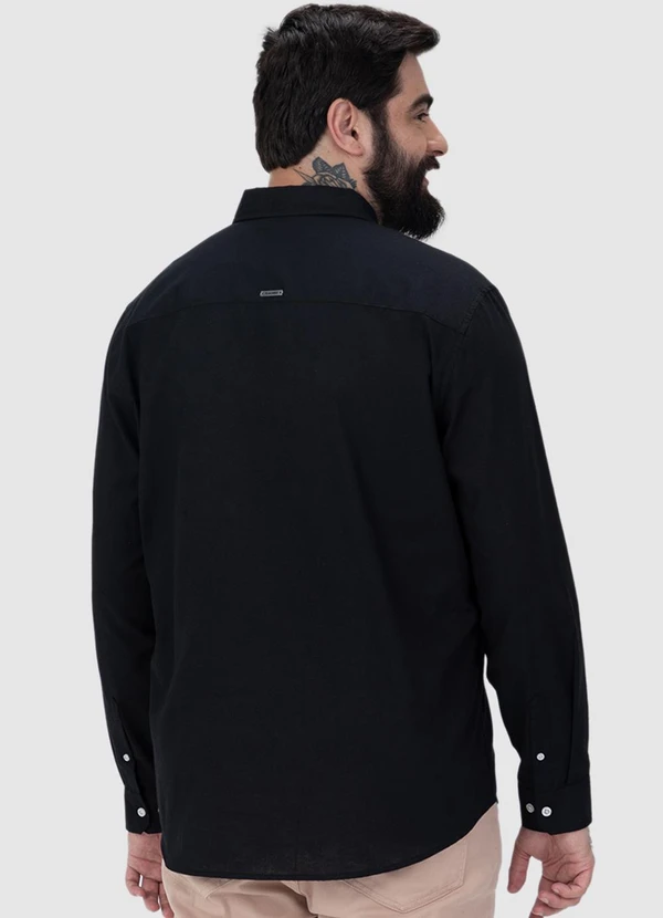 Malwee - Camisa Masculina Tradicional em Tricoline Preto 2