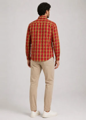 Rovitex - Camisa Masculina Xadrez Manga Longa Amarelo - ROVITEX