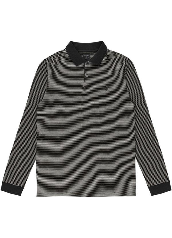 Diametro - Camisa Polo Manga Longa Maquinetada Preto
