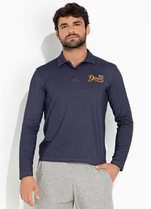 Moda Pop - Camisa Polo Marinho com Gola e Botões - MODA POP