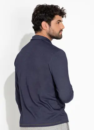 Moda Pop - Camisa Polo Marinho com Gola e Botões - MODA POP