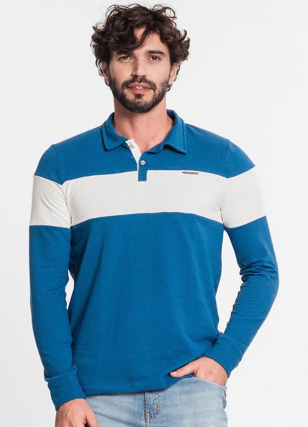 Diametro - Camisa Polo Masculina em Meia Malha Azul