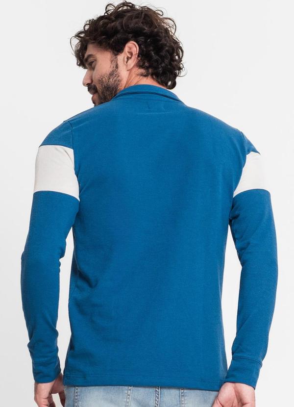 Diametro - Camisa Polo Masculina em Meia Malha Azul 2