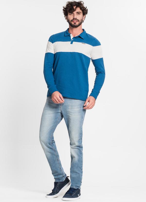 Diametro - Camisa Polo Masculina em Meia Malha Azul 3