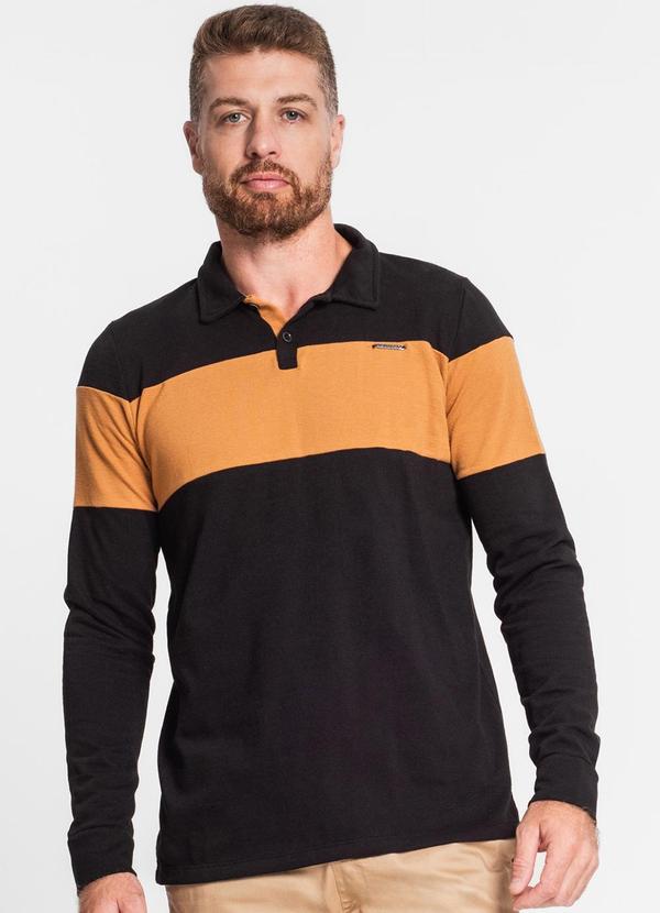 Diametro - Camisa Polo Masculina em Meia Malha Preto