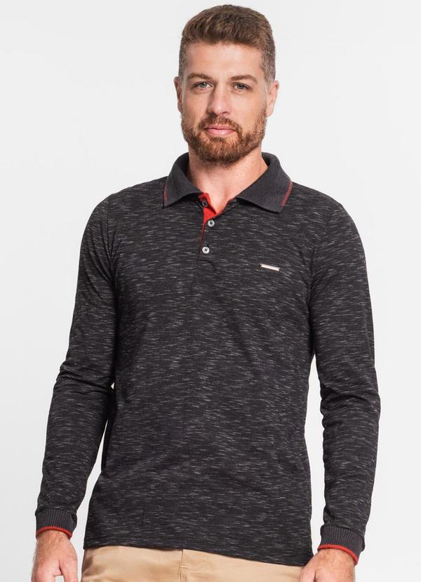 Diametro - Camisa Polo Masculina em Meia Malha Preto
