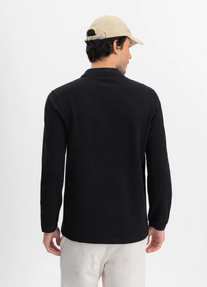 Essendi - Camisa Polo Masculina em Piquet Preto - ESSENDI