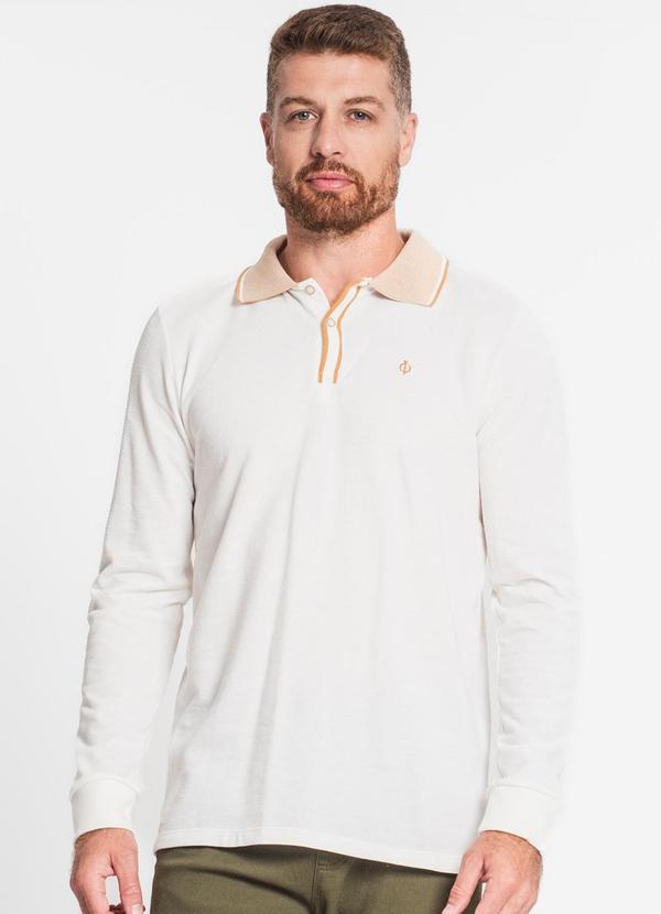 Diametro - Camisa Polo Masculina Manga Longa Bege