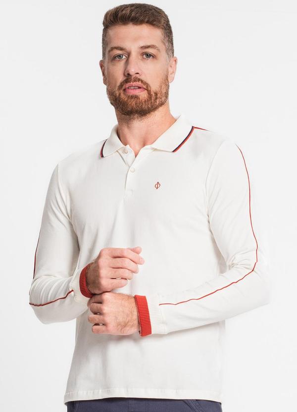 Diametro - Camisa Polo Masculina Manga Longa Bege