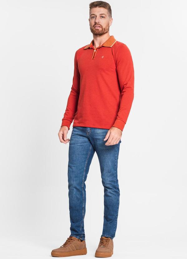 Diametro - Camisa Polo Masculina Manga Longa Laranja 3