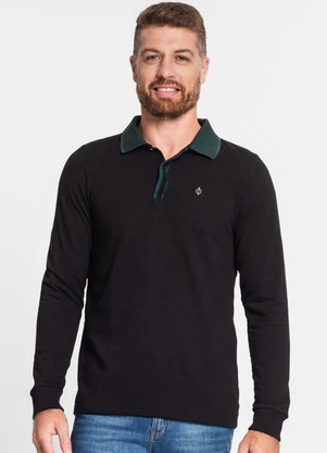 Diametro - Camisa Polo Masculina Manga Longa Preto - DIAMETRO