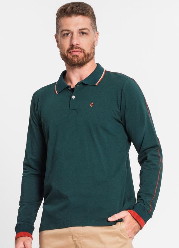 Diametro - Camisa Polo Masculina Manga Longa Verde