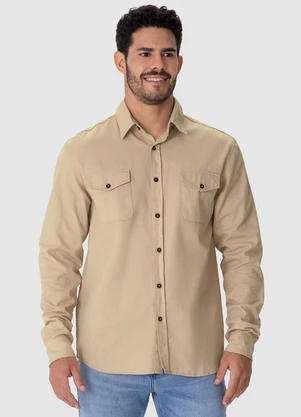 Malwee - Camisa Regular em Sarja Areia - MALWEE
