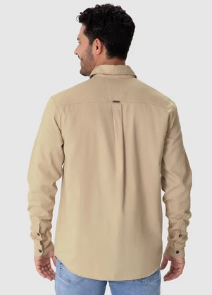 Malwee - Camisa Regular em Sarja Areia - MALWEE