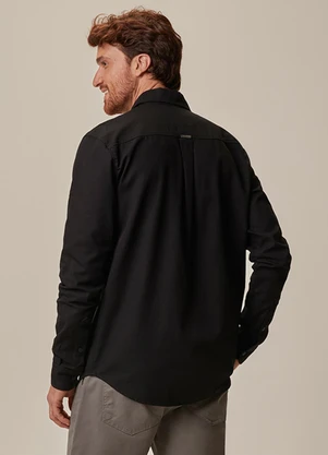 Malwee - Camisa Regular em Sarja Preto - MALWEE
