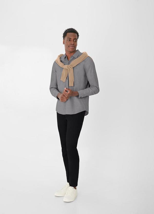 Malwee - Camisa Slim Chambray Cinza