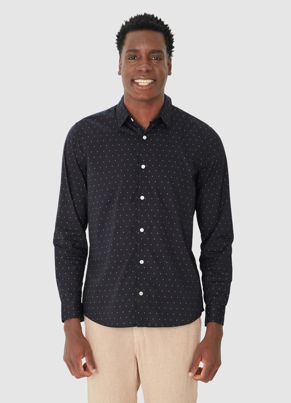 Malwee - Camisa Slim Flechas em Tricoline Preto