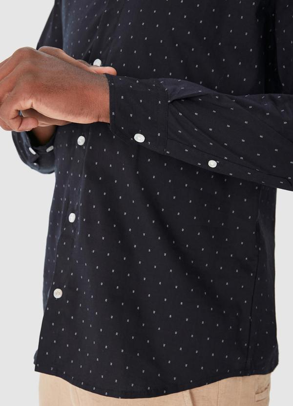 Malwee - Camisa Slim Flechas em Tricoline Preto 3