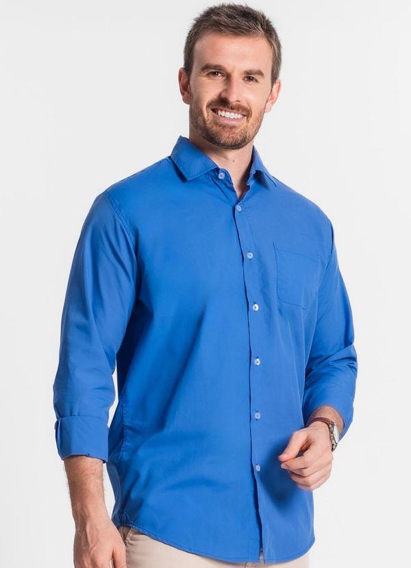 Select - Camisa Social com Botões e Bolso Azul 1