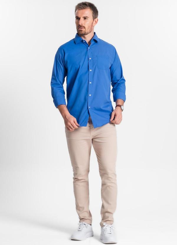 Select - Camisa Social com Botões e Bolso Azul 4