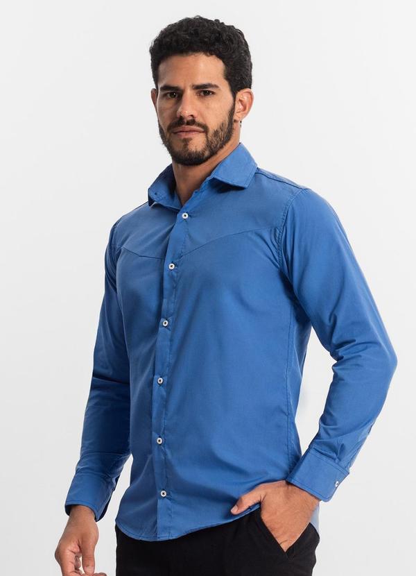 Select - Camisa Social Masculina Azul