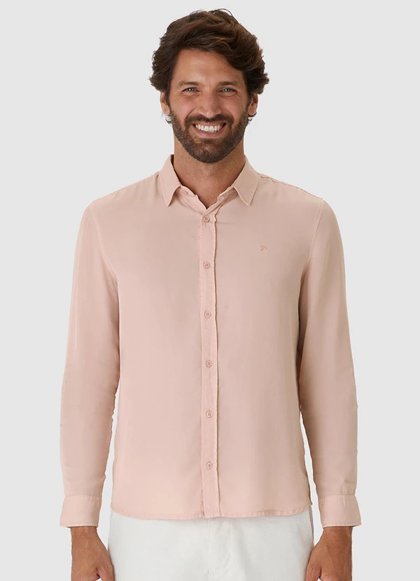 Malwee - Camisa Tradicional em Liocel Rosa Claro