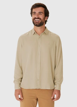 Malwee - Camisa Tradicional em Liocel Taupe - MALWEE