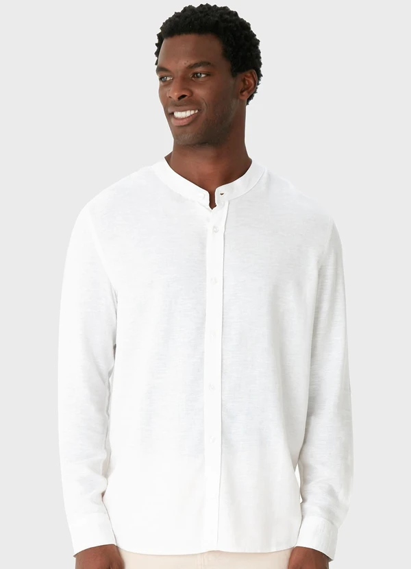 Malwee - Camisa Tradicional Viscolinho Branco