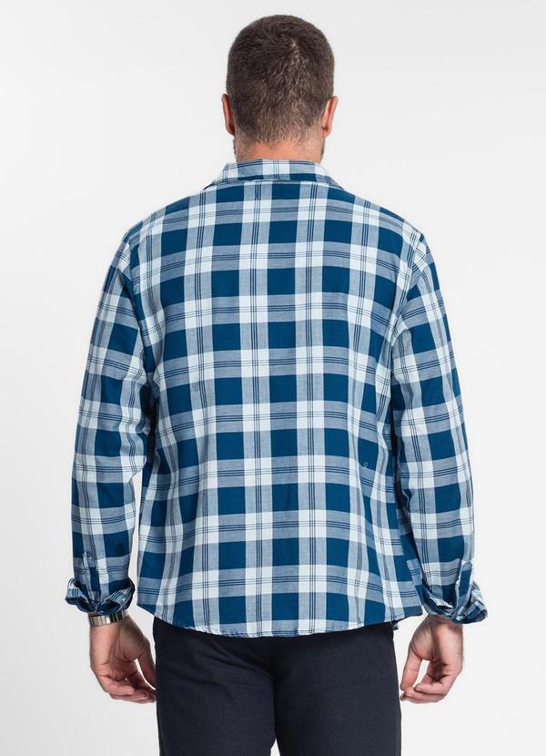Diametro - Camisa Xadrez Manga Longa Masculina Azul 3