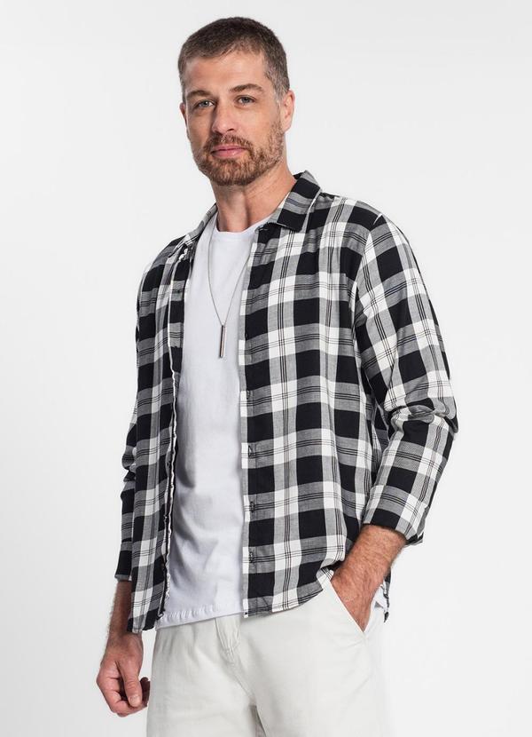 Diametro - Camisa Xadrez Manga Longa Masculina Preto