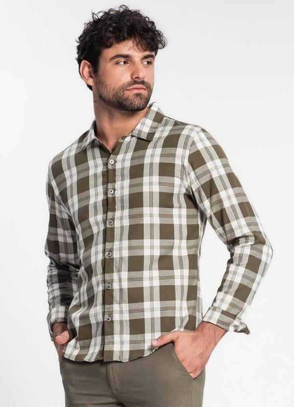 Diametro - Camisa Xadrez Manga Longa Masculina Verde