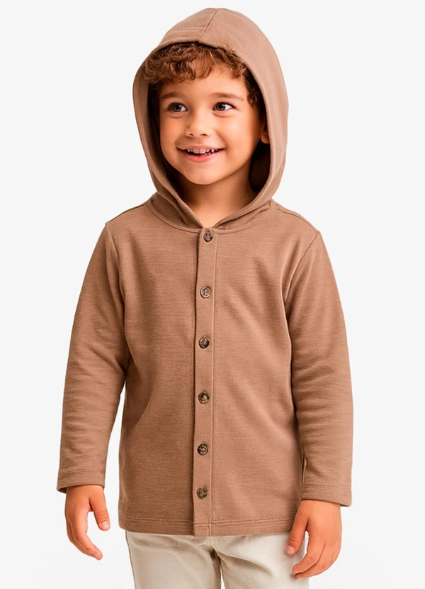 Select - Camiseta Manga Longa com Capuz Marrom