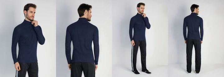 Camiseta Manga Longa Gola Rol Marinho