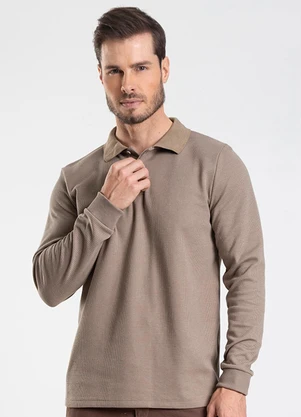 Diametro - Polo Manga Longa Maquinetada Marrom - DIAMETRO