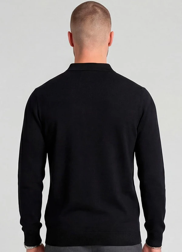Diametro - Polo Manga Longa Maquinetada Preto 2