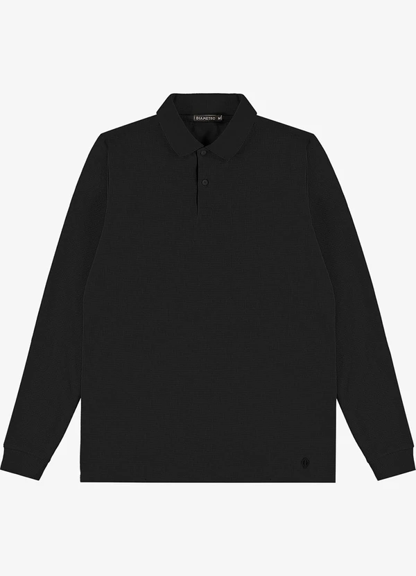 Diametro - Polo Manga Longa Maquinetada Preto 4